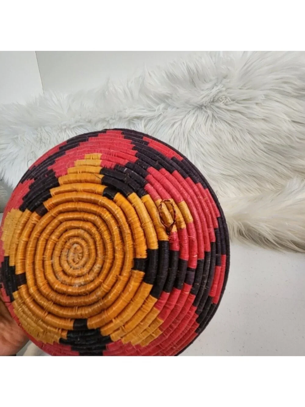 Vintage Quality Handwoven Thickcoil Star Batoro Raffia Basket Bowl 11
